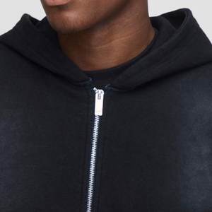 Sudaderas con capucha para hombre lavadas con logotipo personalizado negro al por mayor, sudaderas con capucha de invierno transpirables ecológicas, ropa de calle informal, sudaderas con capucha estampadas para hombre - Product Image 3