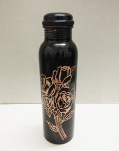 Fantaisie haute prestations Premium luxe cuivre bouteille d'eau potable cuivre fleur gravure concepteur Look fantaisie bouteille d'eau avec couvercle - Product Image 5