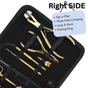 Kit d'outils pour coiffeur avec applicateur pour extensions à bandes, pince à trois trous, ciseaux de coupe antidérapants, pinces bec de canard et crochet de boucle - Product Image 3