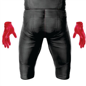 Uniforme de fútbol americano sublimado de poliéster 100% personalizado para hombres Jersey corto de equipo de sarga de aparejos negros y rojos transpirables - Product Image 6