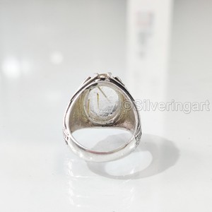 Bague en argent sterling 925 pour homme, avec pierre précieuse naturelle quartz rutile doré, pierre de naissance de avril, bijoux arabes vintage, vente en gros - Product Image 6