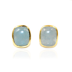 Venta al por mayor 24K chapado en oro verde pálido Jade cabujón Stud pendientes minimalista cojín corte diseño geométrico joyería para mujeres - Product Image 4