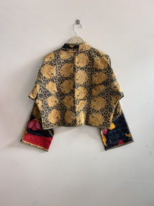 Quilted <b>Kantha</b> Handmade Vintage <b>Jacket</b> Reversible Crop Kiara Cut <b>Jacket</b> - Product Image 6