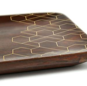 Plato de servicio de madera más vendido de lujo con asa, lo mejor para restaurante, Hotel, Fiesta en casa - Product Image 4