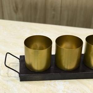 Hot Sale Metal 3 Design Cup with Tray Christmas Used Best Selling <b>Candle</b> <b>Jar</b> Festival Metal Golden <b>Candle</b> Vessel - Product Image 3