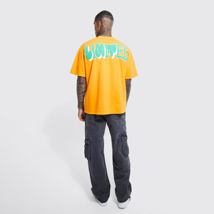 Camiseta de algodón de gran tamaño de talla grande para hombre, camiseta transpirable con estampado de logotipo personalizado, producto de primera clase - Product Image 4