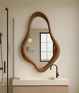 Miroir mural en bois massif Art déco fait main de qualité supérieure Décoration moderne - Product Image 1