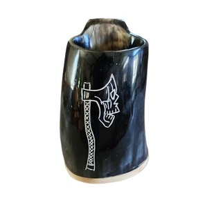Viking Horn <b>Mug</b> Tankard with Agate Design for Mead Ale and BeerNatural and Organic Products - Product Image 4