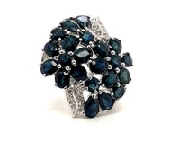 Grande bague florale multicolore en argent sterling. 925 avec diamant rubis saphir émeraude pour mariages et fêtes