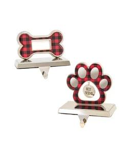 Support de bas de Noël décoratif en métal argenté vintage pour cheminée, présentoir suspendu de vacances en métal - Product Image 6