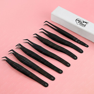 Pince à épiler flexible d'extension de cils de haute qualité pour Volume pointe pointue pince à épiler sans effort à 90 degrés antidérapante antirouille - Product Image 1