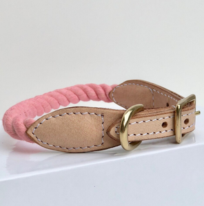 Collier en corde et cuir | Collier rose Collier de chien en cuir vert de haute qualité pour lévrier et Whippet - Product Image 1