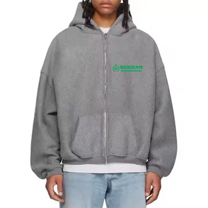 เสื้อฮู้ดซิปทรงโอเวอร์ไซส์ ผ้าฝ้ายเฟรนช์เทอร์รี่ 100% สตรีทแวร์ หนัก 300 กรัม แห้งเร็ว ระบายอากาศดี สีดำ - Product Image 1