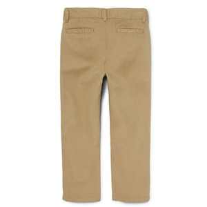 Paquete de 2 Pantalones chinos rectos para uniforme escolar para niños en ajuste cómodo elástico bronceado - Product Image 3