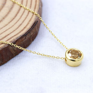 สร้อยคอชุบทองสเตอร์ลิง925ชุดฝาอัญมณีรูปซิทรีนธรรมชาติของขวัญแต่งงานที่สมบูรณ์แบบทันสมัย - Product Image 4