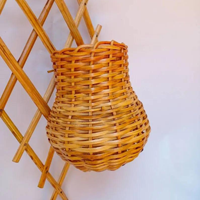 Cesta de Mimbre Natural Hecha a Mano, Florero de Pared Art Deco, Decoración Tejida con Patrón Escénico, Multifuncional para Hogar y Oficina