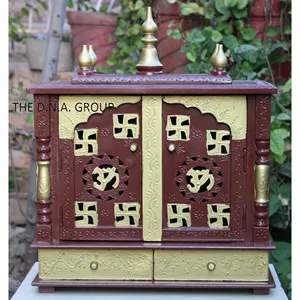 Handpainted wooden pooja ghar for home decor high quality wood painted mandir for gift purpose