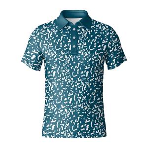 Vente en gros T-shirt de golf pour hommes Chemise à col imprimé personnalisé en polyester spandex extensible dans les 4 sens - Product Image 3