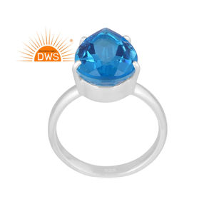Meilleure vente Doublet en argent sterling fin Topaze bleue suisse Bague empilable en quartz Bijoux personnalisés pour femmes Cadeau pour elle - Product Image 1