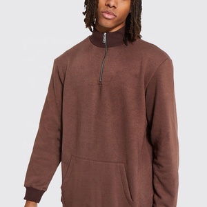 Vente en gros OEM Logo personnalisé Hommes Sweatshirts à capuche surdimensionnés Marron Demi-fermeture éclair Casual 3D Digital Puff Printing Anti-Shrink 6XL - Product Image 1