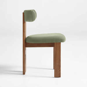 Midcentury <b>Dining</b> <b>Chair</b> With <b>Green</b> Fabric High End Armless <b>Dining</b> <b>Chair</b> - Product Image 6