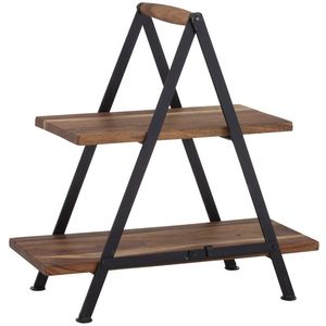 Stylish Wood And Metal <b>Cupcake</b> Dessert Display Riser With Deep Wood Grain Finished For Classic Dessert Presentation And Home Use - Product Image 1