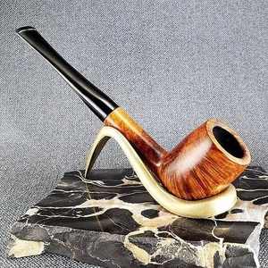 Pipe à fumer en bois pour homme, fabriquée à la main, style vintage de luxe avec laque, motif en bruyère à tabac - Product Image 2