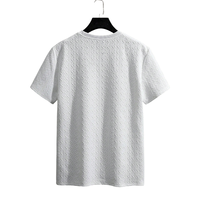 T-shirt en tricot texturé uni pour homme, manches courtes, col rond, style décontracté streetwear, coupe ample, tissu doux, pour l'été, usage quotidien, séchage rapide