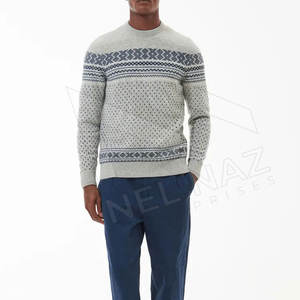 Pull en maille personnalisé à manches longues en coton et polyester, matelassé, épais, coupe ajustée, respirant, pour homme, hiver - Product Image 1
