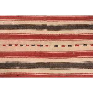 Alfombra turca tradicional de área grande 2.9x5ft Rojo Beige Kilim Lana Respaldo de látex Forma rectangular abstracta para pasillo 10mm - Product Image 5