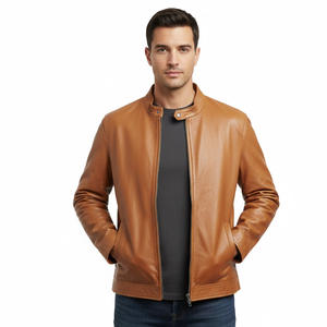 Veste tendance en peau de mouton véritable pour hommes Fournisseur de gros d'usine OEM Vêtements d'extérieur élégants et chauds Vêtements de motard d'hiver durables à l'avant - Product Image 1