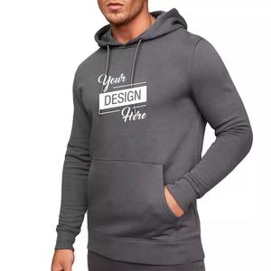 Ensemble de sweat-shirts à capuche en coton lourd doublé imperméable personnalisé, surdimensionné, uni, logo imprimé en relief, tricoté, à cordon - Product Image 2