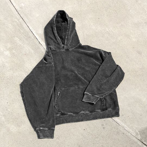 Sudaderas con capucha Hombres Mujeres Casual Sudadera de algodón Vintage Acid Wash Pocket Streetwear Pullover Hoodies - Product Image 4