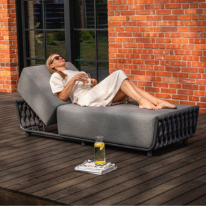 Chaise longue à dossier inclinable réglable et design moderne Coussin Teslin durable Siège manuel Garantie de 3 ans Patio pliable - Product Image 6