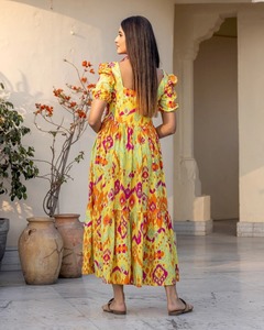 Vestido de verano de algodón indio hecho a mano, elegante estampado Floral, ropa de verano para mujer, ajuste moderno personalizado para fiestas de Club, regalos - Product Image 2