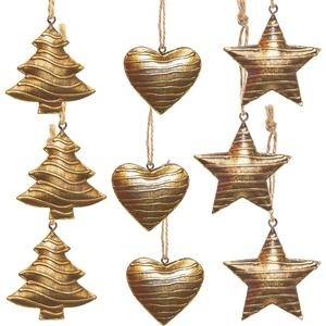 Ornements de coeur suspendus en métal traditionnel arbre de noël suspendu vacances festif décor à la maison accessoire de fête - Product Image 2