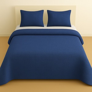 Sinada Home Single Person Modern Waffle Square Patterned Indigo Color Piqué Set para Hotel & Travel Use Diseño sólido y a rayas - Product Image 1