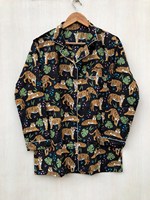 Elegante Conjunto de Pijama de Algodón Puro con Estampado de Tigre para Mujer - Ropa de Dormir Suave para Primavera/Verano y Regalo
