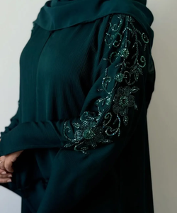 Luxury Beaded <b>Abaya</b> Design for Women Plain Body <b>Abaya</b> with Heavy Hand Bead work and Crystal Detailing Ideal for EID Ramadhan - Product Image 6