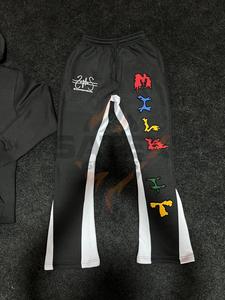 Hot Sell Oem Custom Men's High Quality Flared <b>Jogger</b> Dept Track Pants Elastic <b>Stacked</b> Sweatpants - Product Image 4
