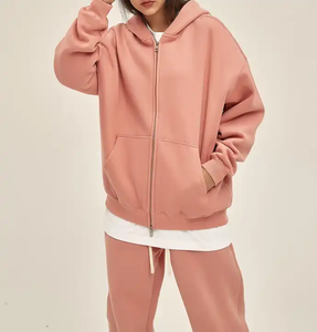 Qualité luxe personnalisé, sweat à capuche à double fermeture éclair, sweat à capuche en polaire à épaules tombantes, sweats à capuche lourds à double fermeture éclair pour hommes - Product Image 2