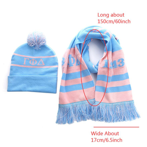 Greek Letter Sorority Football <b>Scarf</b> and Beanie Set Custom Organization Team Spirit Warm Winter Sports Supporter Fanwear Apparel - Product Image 4