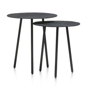 ชุดโต๊ะข้างเตียงทำจากโลหะ2ชิ้นพร้อมตะกั่วโต๊ะวางบนโซฟาสำเร็จรูปสีเทาสำหรับใช้ในบ้าน - Product Image 1