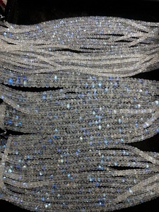 <b>Rainbow</b> Moonstone Faceted Rondelle Beads Natural White Flash June Birthstone 6" Inches Strand Necklace <b>Bracelet</b> Jewelry Third - Product Image 5