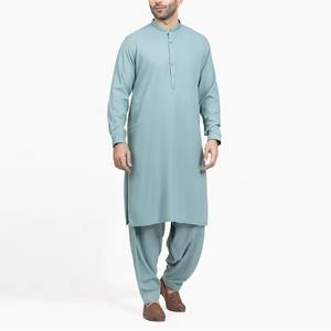 Vente en gros de salwar kameez traditionnels pour hommes en teal poussiéreux pour les tenues de fête d'hiver, les mariages, les rassemblements de l'Aïd et les événements culturels - Product Image 1