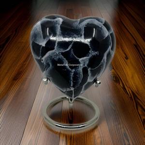Mini urna en forma de corazón, nubes blancas y negras, soporte plateado, cenizas infantiles para adultos, pequeño recuerdo, cremación, precio al por mayor, urnas funerarias - Product Image 3