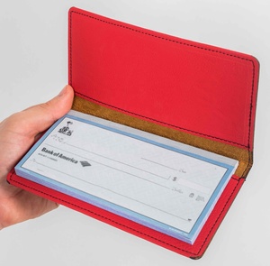 LCR-0030 végétalien personnalisé chéquier personnalisé couverture en cuir Standard US chèques 4 + fentes pour cartes de visite porte-monnaie - Product Image 1