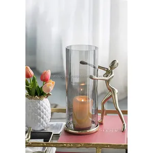 Support de vase à bougie moderne nordique lignes minimalistes lanterne en métal mat noir fabriqué par Zahid Exports - Product Image 4