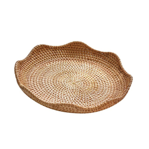 Artisan Rattan Serving <b>Tray</b> With Trendy Sleek Pattern Perfect For Coffee Table Decor Serving <b>Snacks</b> And Drinks - Product Image 6