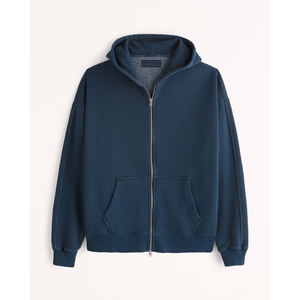 เสื้อฮู้ดซิปปักลายพิมพ์ตามสั่งสำหรับผู้ชาย ผ้าฝ้ายฟลีซ 100% ทรงโอเวอร์ไซส์ สไตล์สตรีทแวร์สำหรับฤดูหนาว - Product Image 1